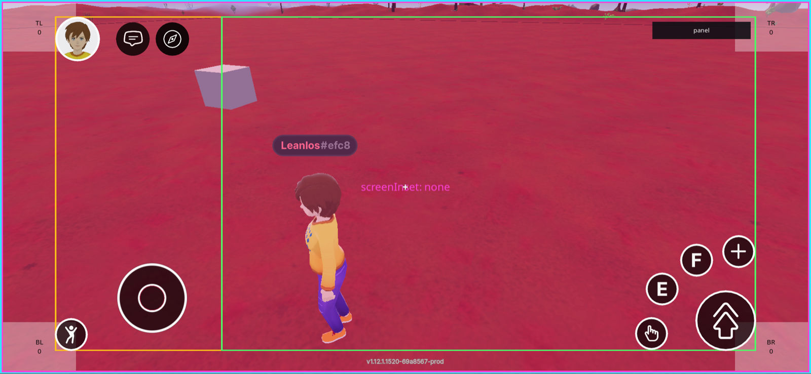 Scene UI covering the whole phone screen, including the notch strip and the areas under the client controls