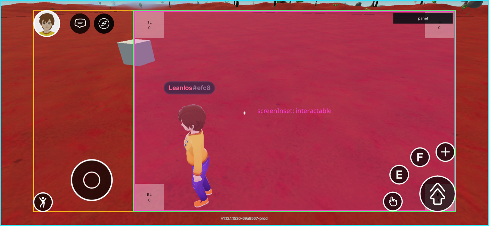 Scene UI inset to the area the mobile client reports as free of its own HUD